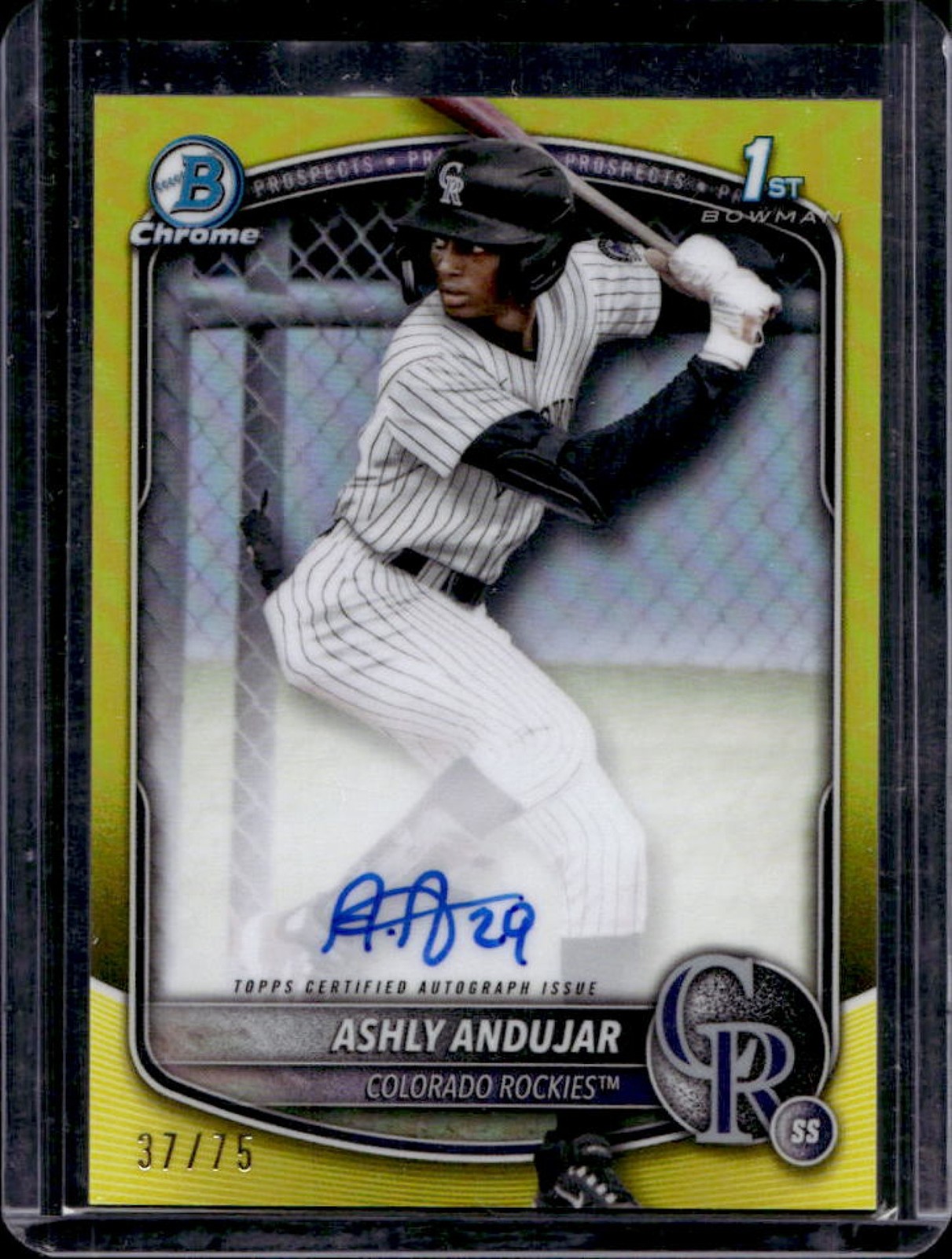 2025 Bowman Ashly Andujar Chrome Auto Yellow Refractor 1st Prospect #37/75