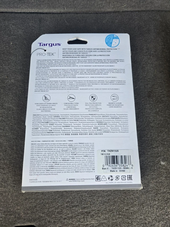 New Targus Pro-Tek For IPad Mini 6 Case Black THZ911US Antimicrobial Protection - Image 2 of 2