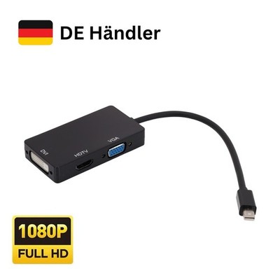 Mini DisplayPort auf HDMI DVI VGA Adapter 3in1 Full HD 1080p für MacBook Surface