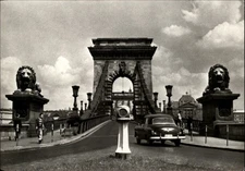 RPPC Chain Bridge Budapest Hungary vintage postcard v690