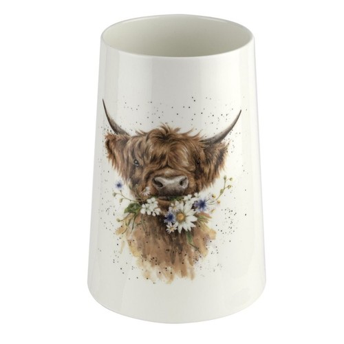 Wrendale Flowers Vase Daisy Coo Cow Porcelain from Royal Worcester Height 20cm - Picture 2 of 6