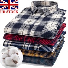 UK Men's New Plaid Tartan Brush Cotton Flannel Casual Long Sleeve Generous Shirt