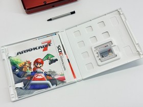 Nintendo 3DS Flame/Red Handheld System Bundle w/Mario Kart 7 Charger & SD Card