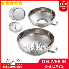 Premium Canning Funnel with Strainer for Regular and Wide Mason Jars Stainless