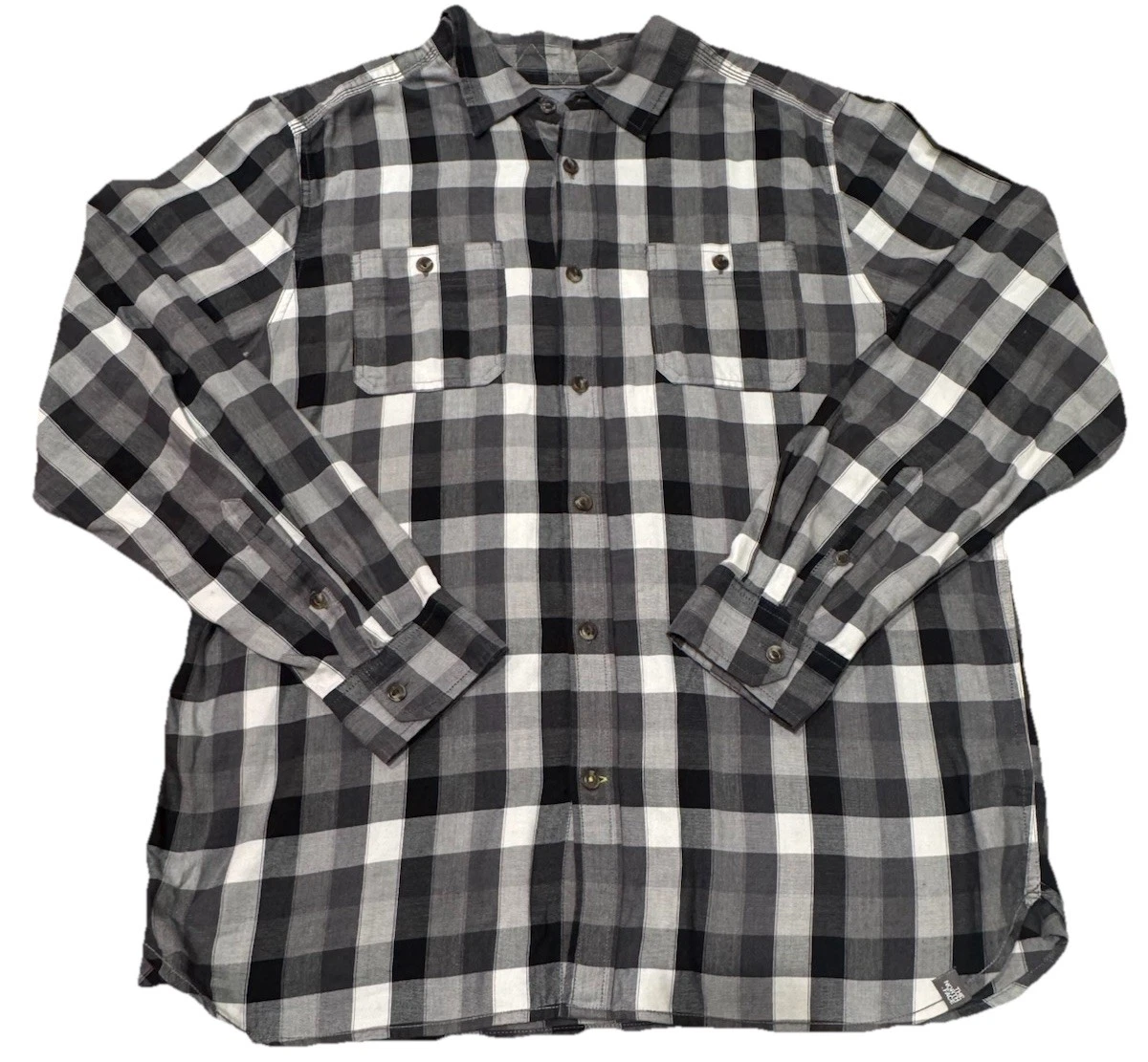 The North Face Men’s XL Plaid Button Up Shirt Gray Black Long Sleeve Outdoor
