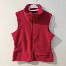 NIKE Girls ThermaFit Fleece Vest Size S Full Zip Pink  Zip Pocket