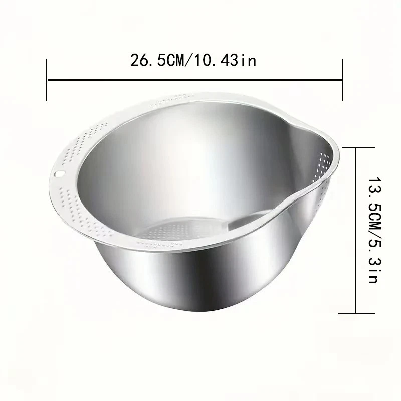 304 Stainless Steel Rice Washer Strainer Bowl Colander Kitchen Tool