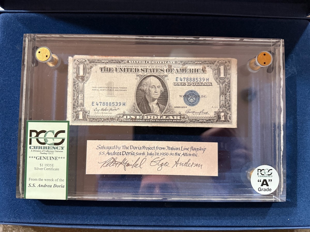 GRADE A $1 Dollar silver certificate from the SS Andrea Doria