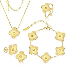 Lucky Clover Bracelet 18K Gold Plated Jewelry Set for Women with Fashion Gift...