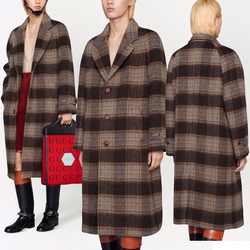 GUCCI COAT MENS CLASSIC CHECK WOOL LOGO PATCH JACKET $3,600 sz 48 - Image 3 of 4