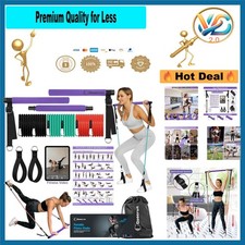 Fitness Gear Portable Pilates Bar Kit with Resistance Bands   Full-Body Worko...
