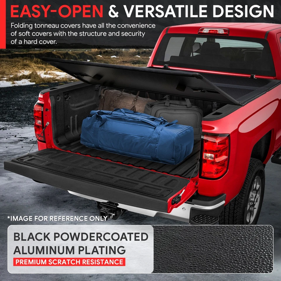For 99-16 Ford F250-F550 Super Duty 8Ft Bed Hard Solid Tri-Fold Tonneau Cover - Image 2 of 4