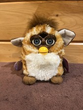 Vintage 1998 Tiger Gold Stripes Furby Blue Eyes Tested Working With Tag