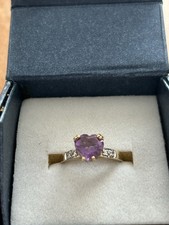 9ct Gold Diamond & Amethyst Oval Cluster Ring 