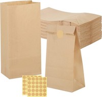 Xree 50 StüCk PapiertüTen Braun 9X18X5,5Cm Kraftpapier TüTen Aufkleber Set Klein