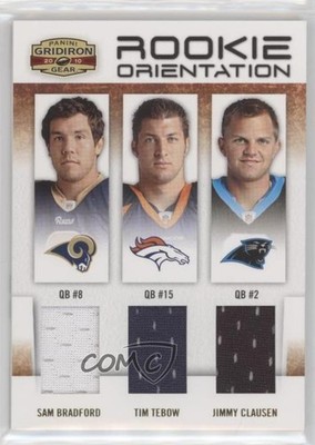 2010 Panini Gridiron Gear 64/250 Sam Bradford Tim Tebow Jimmy Clausen #10 RC s7f
