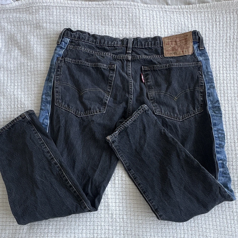Rare Levi's Premium Hi-Ball Men's Tapered Jeans W36 L28 Black Denim Blue Stripe, photo 2 of 5