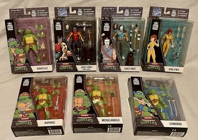Set of 7 BST AXN TMNT Turtles April Casey Loyal Subjects Open Box Figures