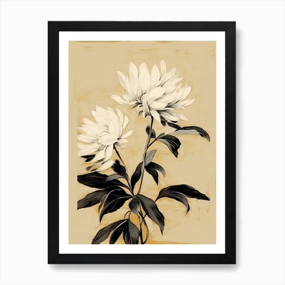 Chrysantheme Tusche auf Papier Zeichnung gerahmt Wandbild Poster Leinwanddruck Bild