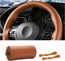 Leather Steering Wheel Cover DIY Stitch Wrap Anti-Slip Universal
