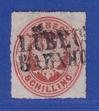 L&uuml;beck 1863 Wappen 1 Schilling Mi.-Nr. 9A O L&Uuml;BECK BAHNHOF gpr. PFENNINGER