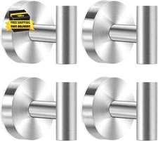 Suction Cup Hooks for Shower, 4 Pack Towel Hooks for Bathroom, Stainless Steel W