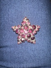 Vintage Purple Rhinestone Star Statement Brooch Pin