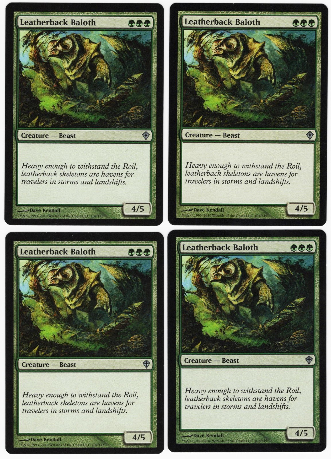 Leatherback Baloth x4 4x 2010 Worldwake PLAYSET Green Unc Creature MTG NM AZ1