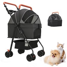 Pet Stroller for Medium Small Dogs/Cats - 4 Wheels Foldable Dog Stroller with...
