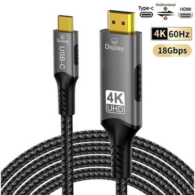 USB-C to HDMI Cable 4K 144Hz Type C Display Cord HDR10 HDCP 2.3 Thunderbolt 3/4