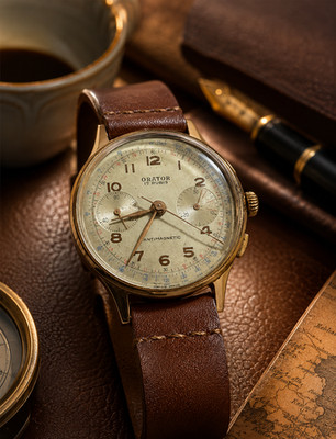 Orator 17 Rubis Antimagnetic Swiss Chronograph Vintage Gold Plated