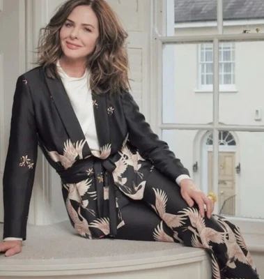 ZARA Printed Floral Bird Stork Kimono Blazer Sash Belt Size M Seen Trinny READ - Image 1 of 4