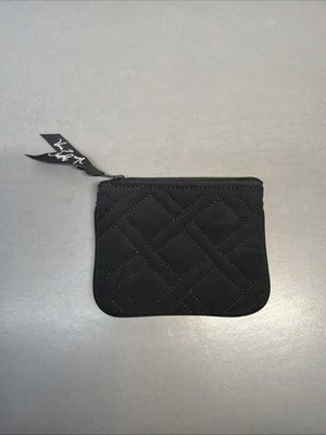 E1 Vera Bradley Change Purse Wallet Black Quilted B10