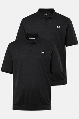 Men Plus Herren große Größen Poloshirts 2er Pack Bauchfit Basic Piqué