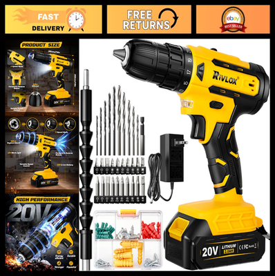 #ad 20V Cordless Drill Driver Set with 2 Batteries Electric Screwdriver for DIY Pro $49.99