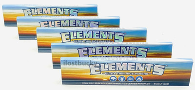 Elements King Size Slim  Rolling Paper - 15 PACKS - Natural Ultra Thin Rice