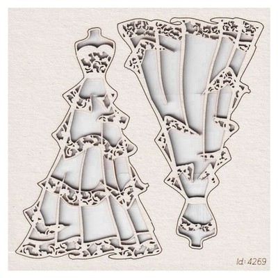 SCRAPINIEC Dekorpappe Die Cut Chipboard Dekoration Ornament, Hochzeitskleid 
