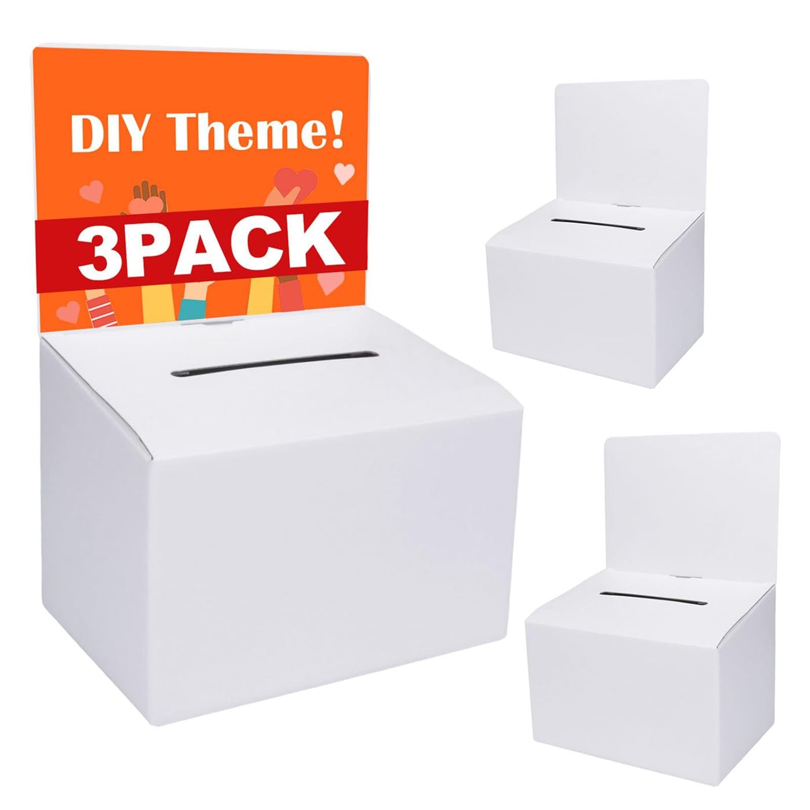 GRAWUN 3 Pack Cardboard Ballot Box with Slot, White Glossy Raffle 3 | eBay