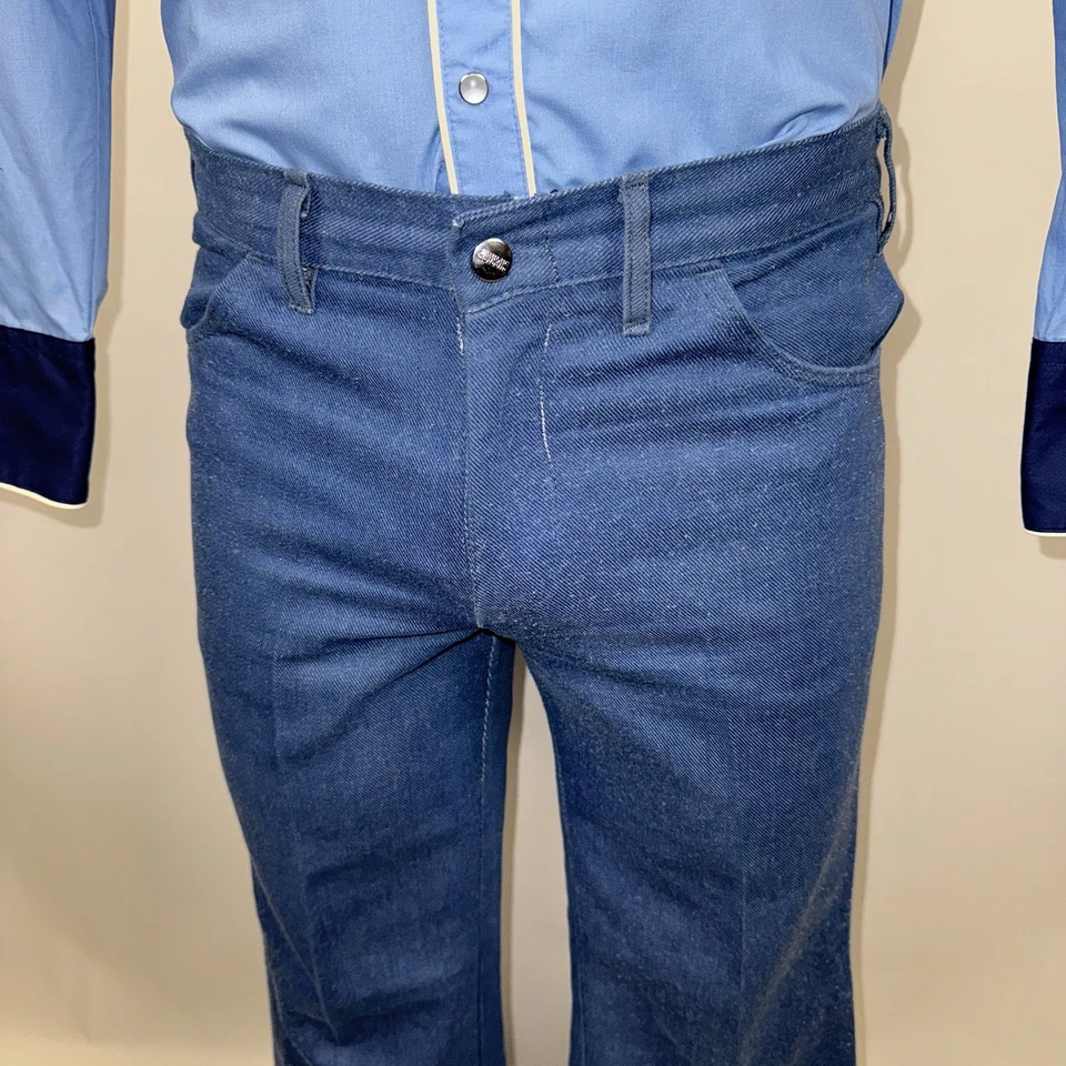 Vintage Bell Bottom Jeans Pants Mens 30 31 Sheriff Flare Leg Blue Jean 60s 70s - Image 3 of 4
