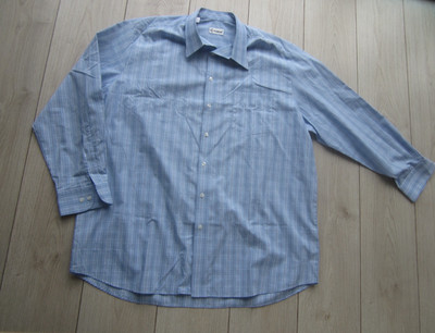 Walbusch Hemd Extraglatt Herren Gr. 45/46 Blau kariert NEU