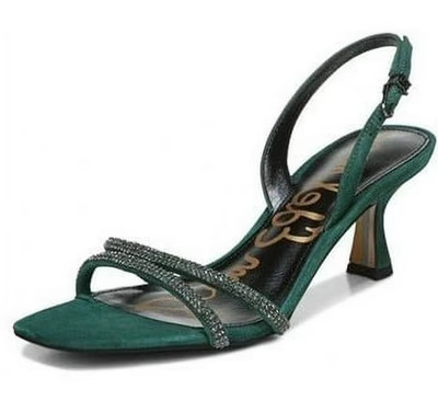 SAM EDELMAN WOMEN'S RONAN SANDAS GREEN IVEY SUED RHINESTONES SZ 6.5 M NEW IN BOX