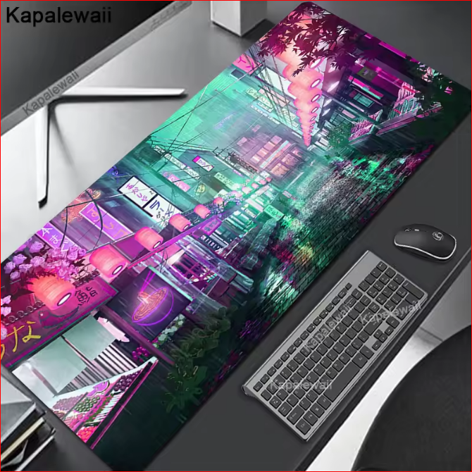 Anime City Japanese Street Large Gamer Mousepad Keyboard Mat Desk Mat v3