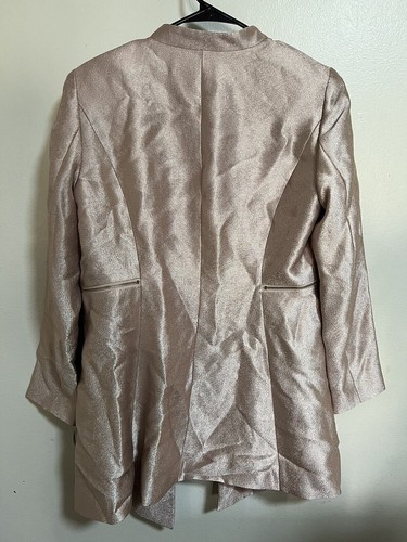 New Alfani Modern Rose Metallic Open Jacket Zipper Detail Sz 8 - Picture 10 of 10