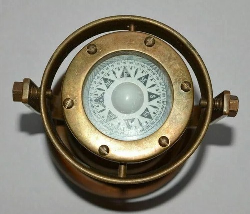 Brass nautical gimbal compass vintage ship's binnacle gimballed compass. - Picture 4 of 5