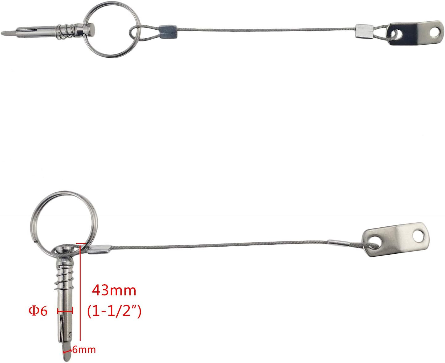 NRC&XRC 4PCS Quick Release Pin Bimini Top Pins 1/4" with Lanyard for Boat Bimini