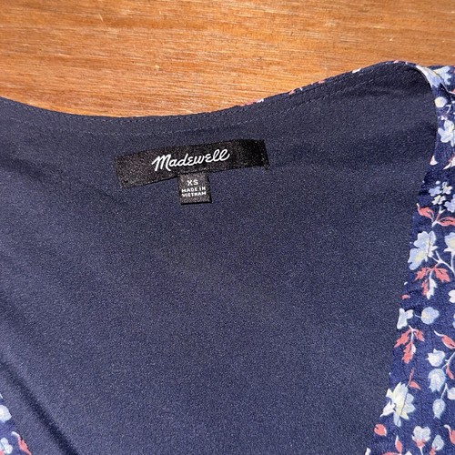 Abito midi Madewell foderato con cravatta in vita Harvest Vine Deep Navy taglia small bohemien - Foto 6 di 7