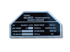 Jawa Velorex 16/350 Typenschild 1970- Schild id plate