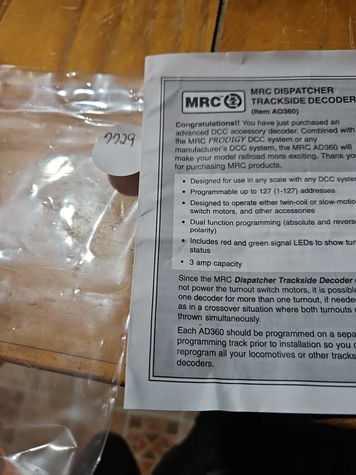 MRC DISPATCHER TRACKSIDE DECODER - AD 360, HO SCALE, NEW - Image 3 of 3