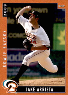 2009 Bowie Baysox Grandstand #2 Jake Arrieta El Dorado Hills California CA Card