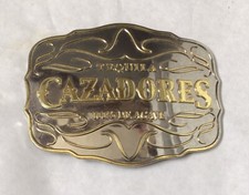 Cazadores Tequila Belt Buckle 100 Agave Large 5 Inches Across Gold Silver Tone